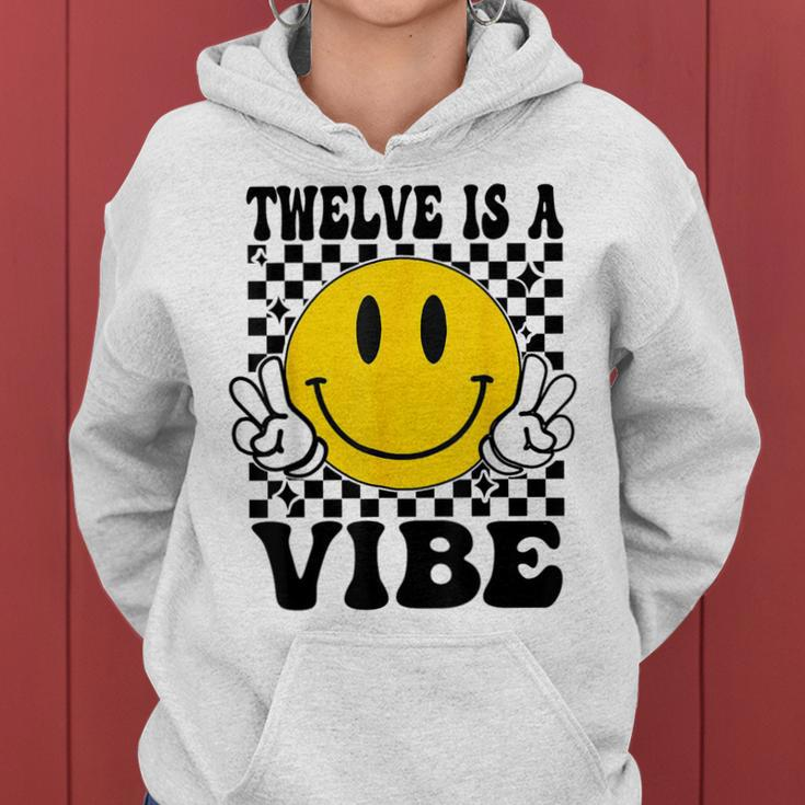 Twelve Is A Vibe 12Th Birthday Groovy Boys Girls 12 Year Old Women Hoodie