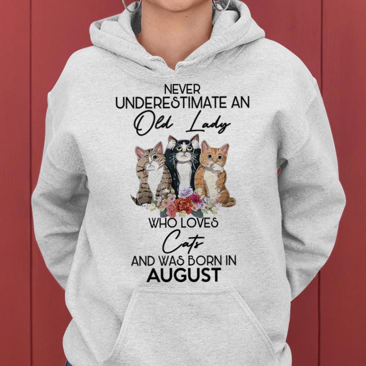 Never Underestimate An Old Lady Who Loves Cats August Women Hoodie