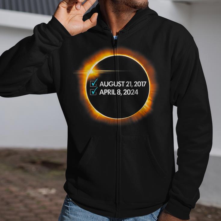 2024 2017 Total Solar Eclipse Twice In A Lifetime Zip Up Hoodie