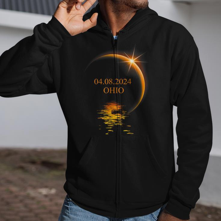 2024 Solar Eclipse Ohio Usa Totality Zip Up Hoodie