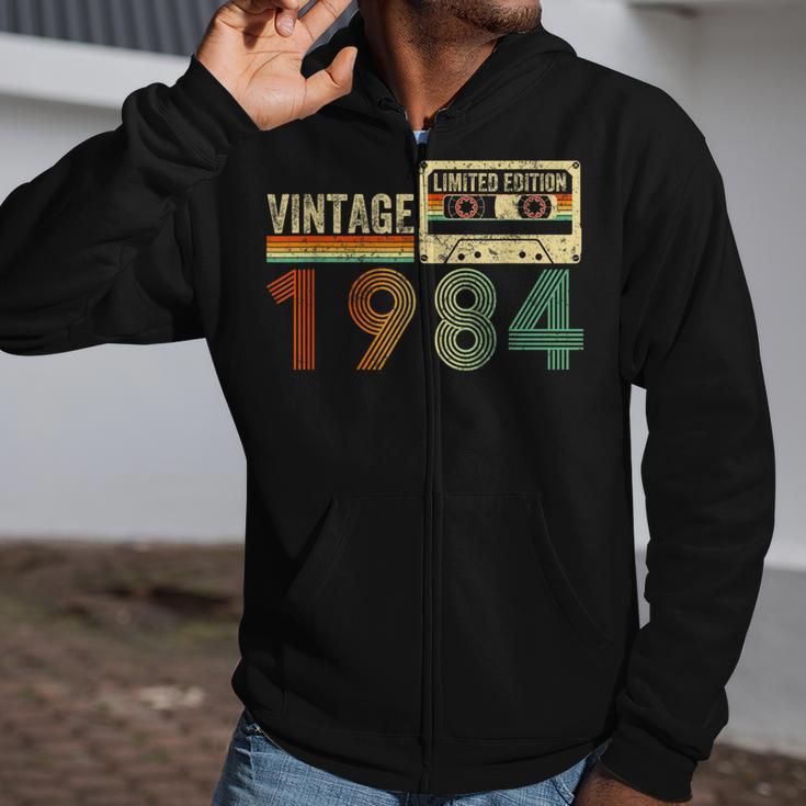 40 Year Old Vintage 1984 40Th Birthday Cassette Tape Zip Up Hoodie