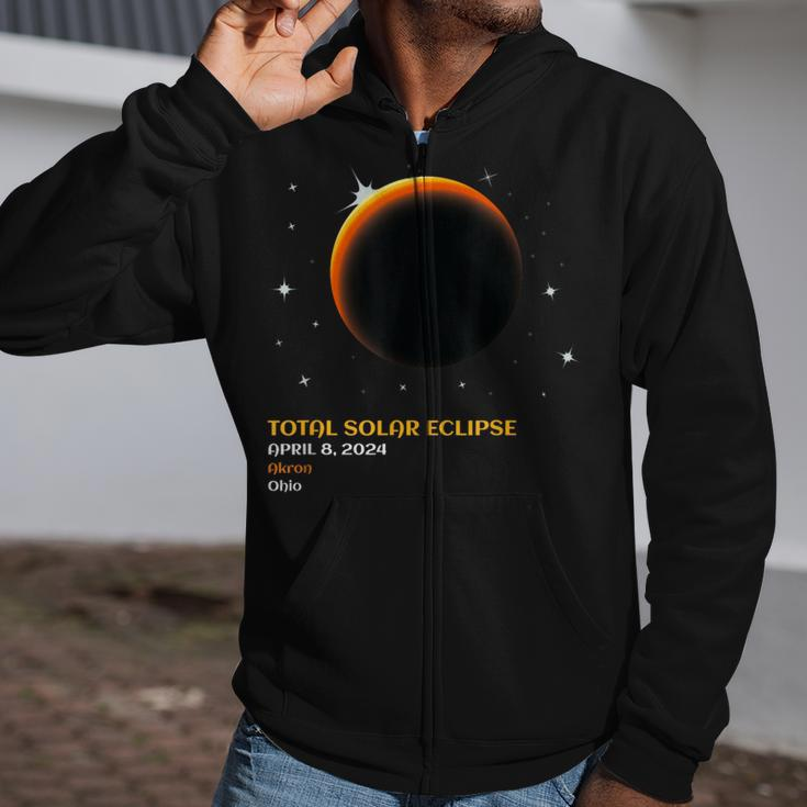 Akron Ohio Oh Total Solar Eclipse April 8 2024 Zip Up Hoodie
