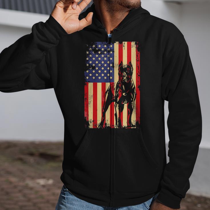 American Flag Cane Corso Shirt For 4Th Of July Zip Up Hoodie