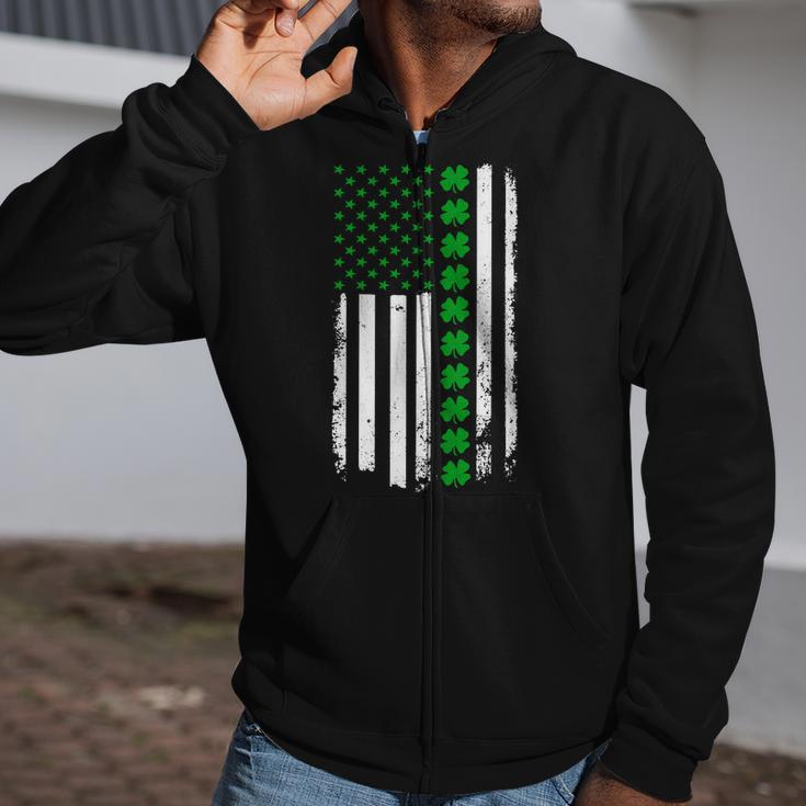 American Irish Clover Flag St Patrick's Day Zip Up Hoodie