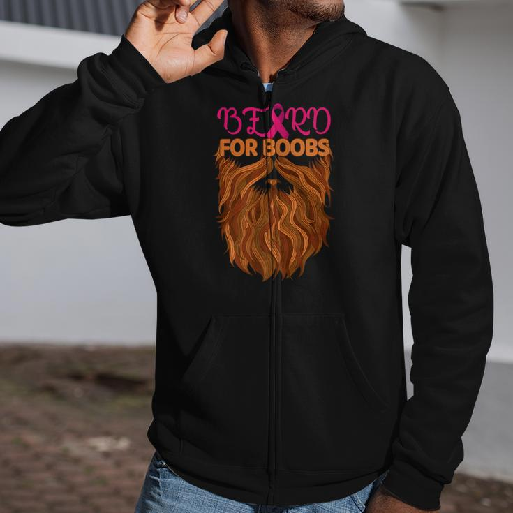Beard For Boobs Cool Breast Cancer Gif Zip Up Hoodie