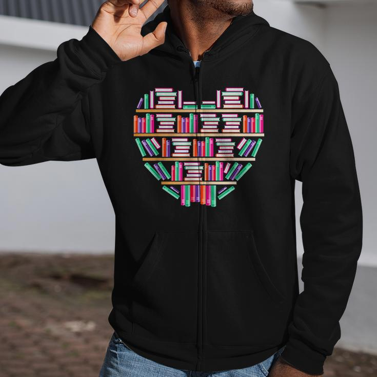 Book Reading Club Librarian Library Love Heart Zip Up Hoodie