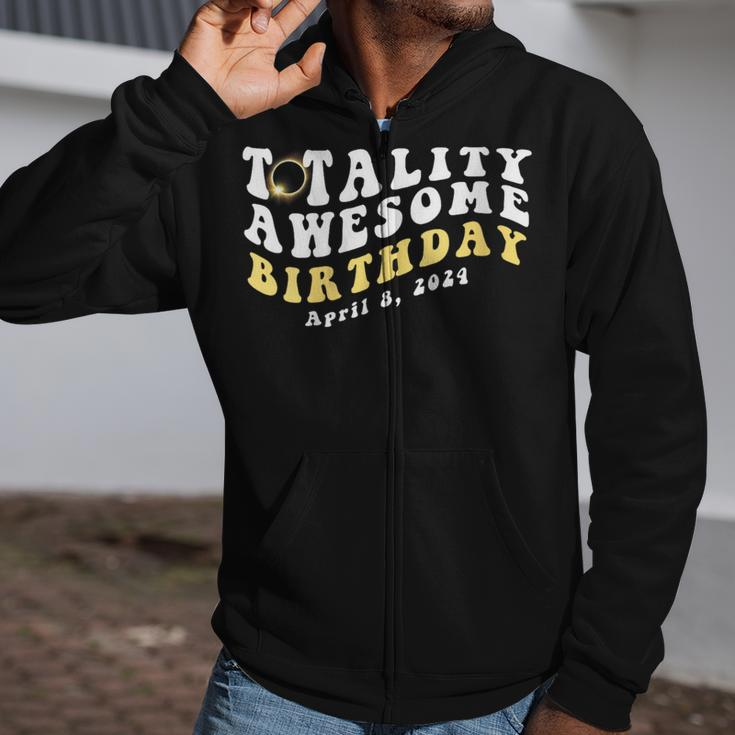 Cute Total Solar Eclipse April 8 2024 Totality Birthday Zip Up Hoodie