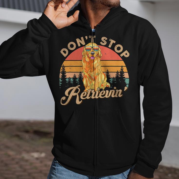 Dont Stop Retrieving Shirt Retro Golden Retriever Dog Lover Zip Up Hoodie