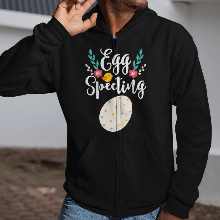 Egg Specting Pregnancy Announcement Pregnant Easter Zip Up Hoodie