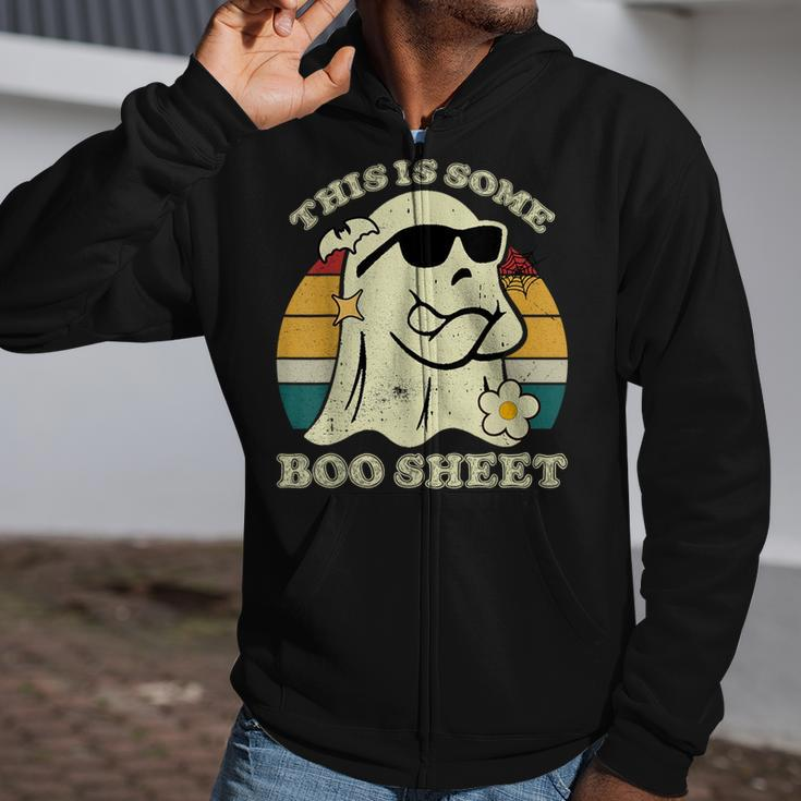 This Is Some Boo Sheet Halloween Boo Ghost Costume Zip Up Hoodie
