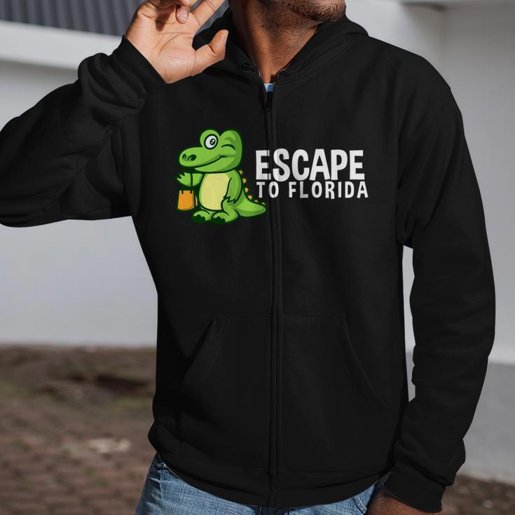 Desantis Alligator Escape To Florida Cool Zip Up Hoodie