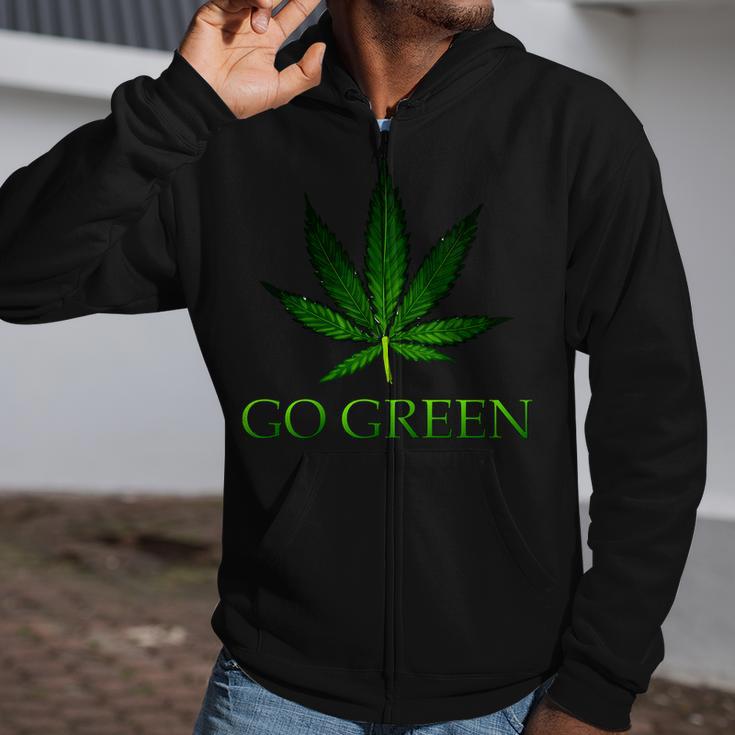 Go Green Medical Marijuana Weed Zip Up Hoodie