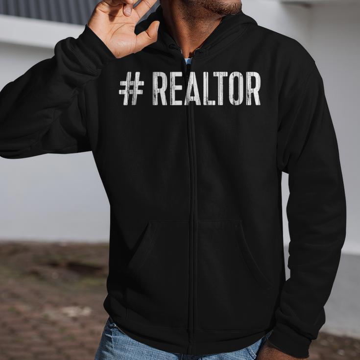 Hashtag Realtor Real Estate Agent Zip Up Hoodie