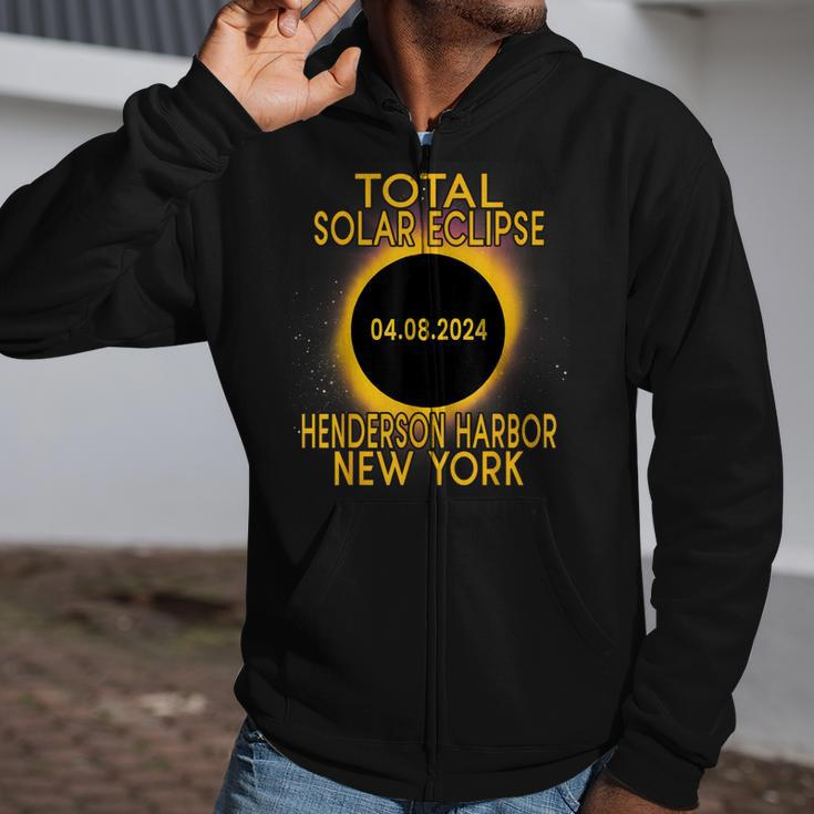 Henderson Harbor New York Total Solar Eclipse 2024 Zip Up Hoodie