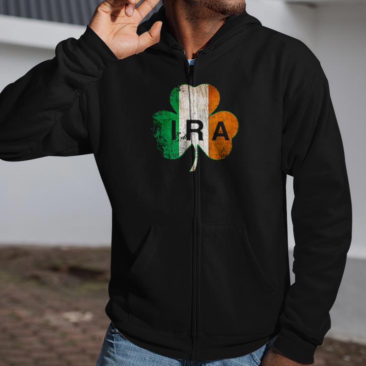 Ira Irish Lucky Shamrock St Patrick's Day Ireland Flag Zip Up Hoodie