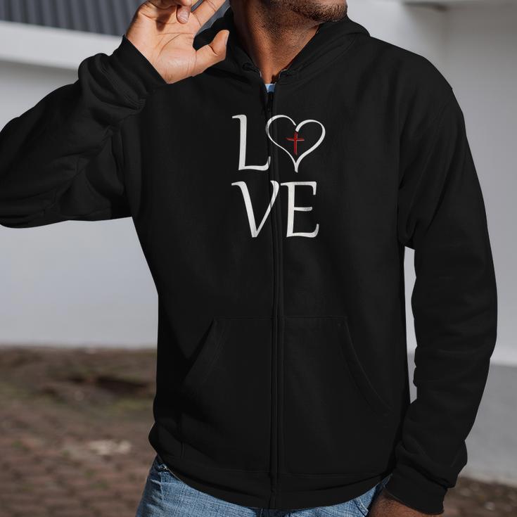 Love Heart Cross Of Jesus Hope God Bible Faith Premium Zip Up Hoodie