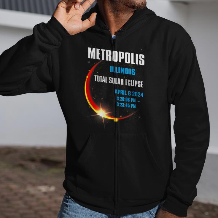 Metropolis Illinois Total Solar Eclipse 2024 Zip Up Hoodie