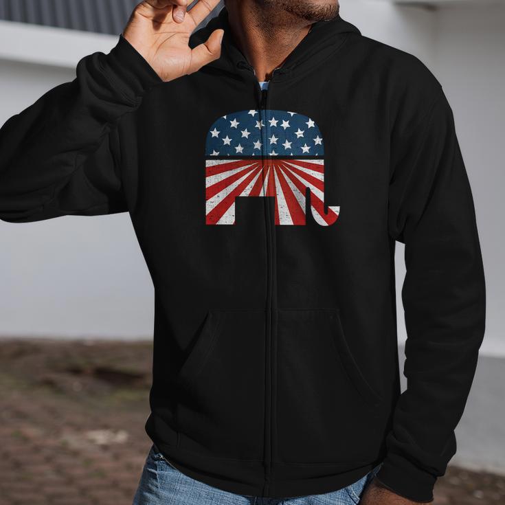 Patriotic Elephan America Usa Republican Party Zip Up Hoodie