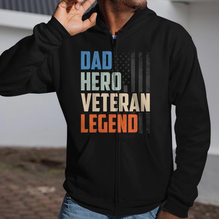 Patriotic Veterans Veteran Husbands Dad Hero Veteran Legend Zip Up Hoodie