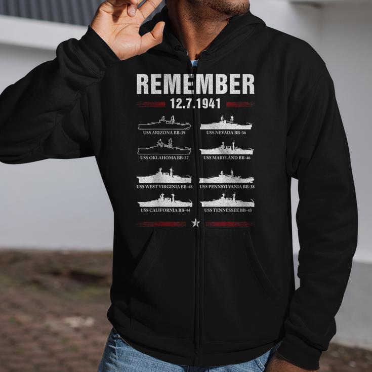 Remember Pearl Harbor Memorial Day December 7Th 1941 Wwii Zip Up Hoodie