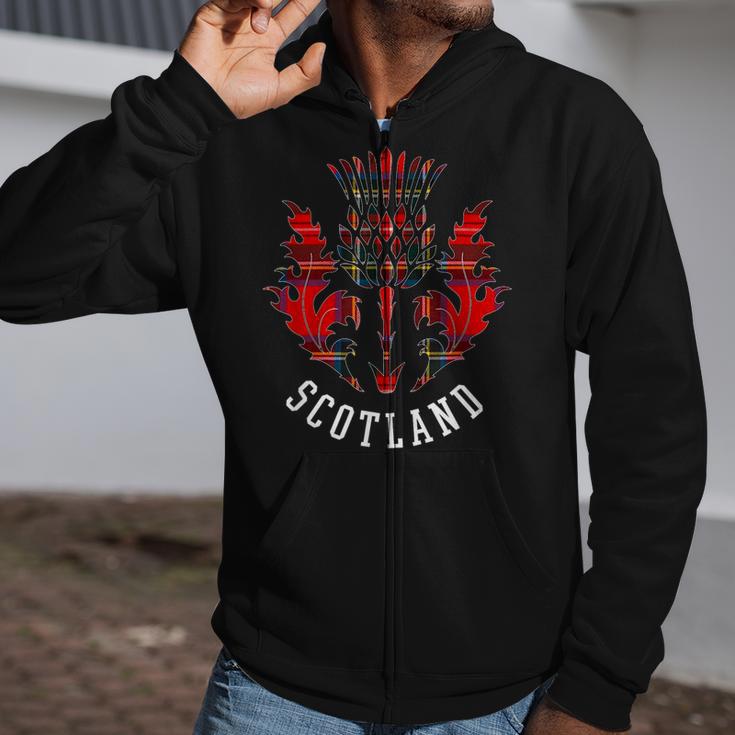 Scottish Tartan Thistle Scots Emblem Of Scotland Zip Up Hoodie