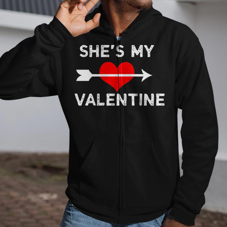 Shes My Valentines Day Heart And Arrow Zip Up Hoodie