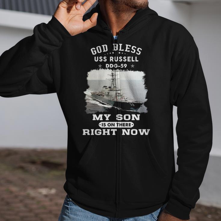 My Son Is On Uss Russell Ddg Zip Up Hoodie