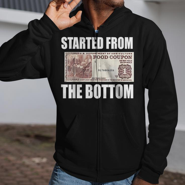 Started From Bottom Food Stamp Coupon Meme Zip Up Hoodie