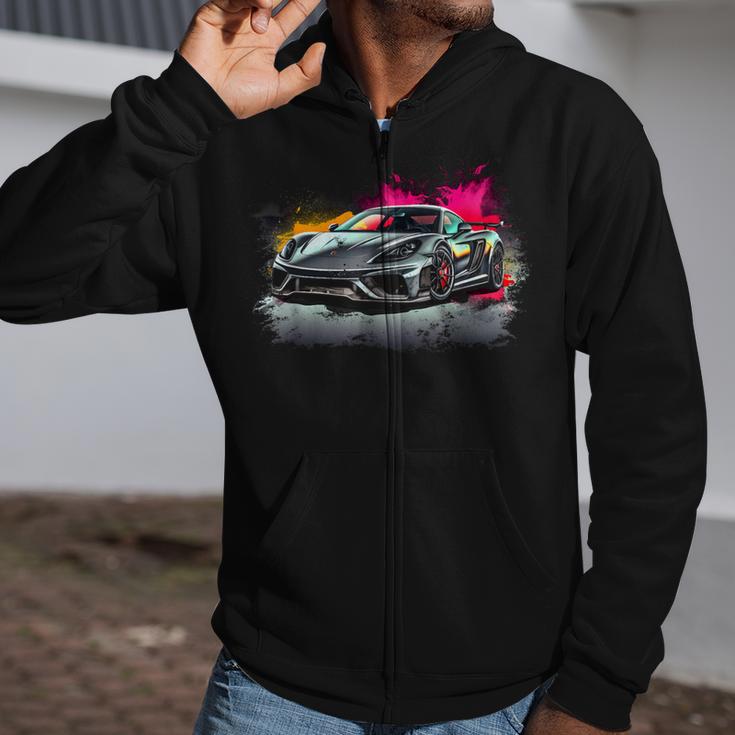 Supercar Exotic Sports Car Concept Hypercar Vintage Graphic Zip Up Hoodie