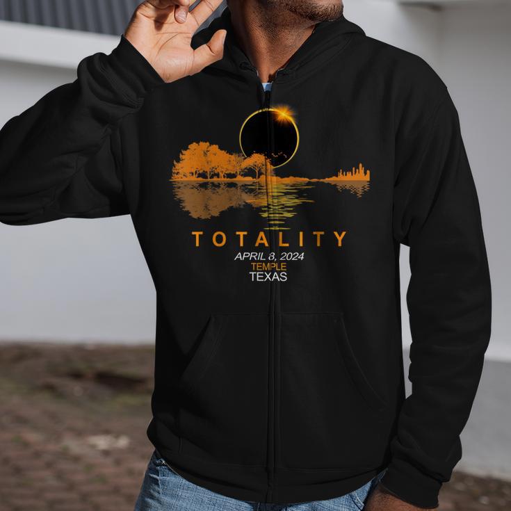 Temple Texas Total Solar Eclipse 2024 Guitar Zip Up Hoodie