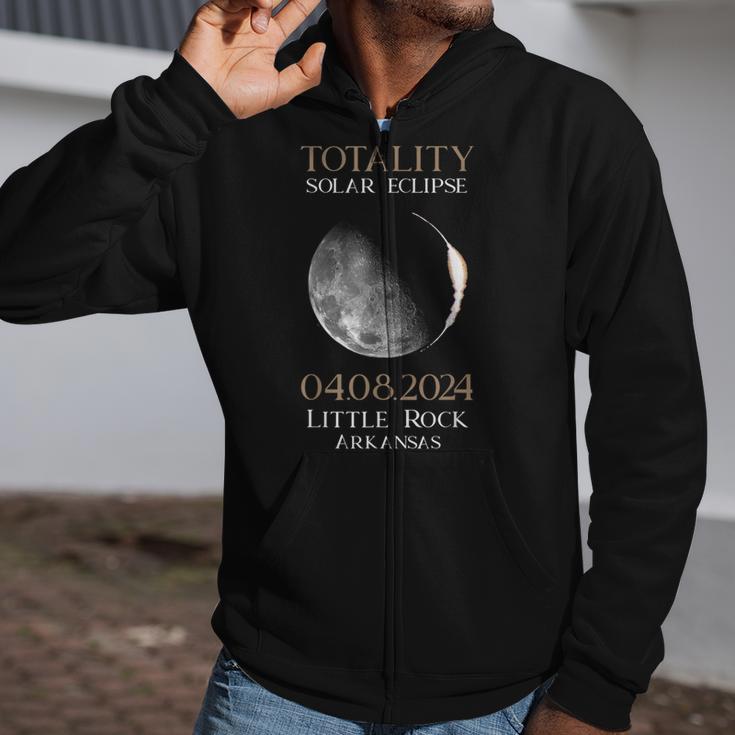 Total Solar Eclipse 2024 04 Little Rock Arkansas Zip Up Hoodie