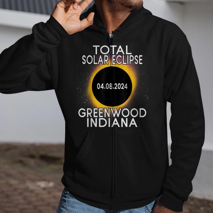 Total Solar Eclipse 2024 Greenwood Indiana Zip Up Hoodie