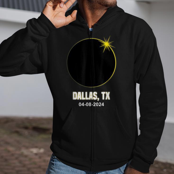 Total Solar Eclipse Dallas 2024 Texas Dallas Eclipse Zip Up Hoodie