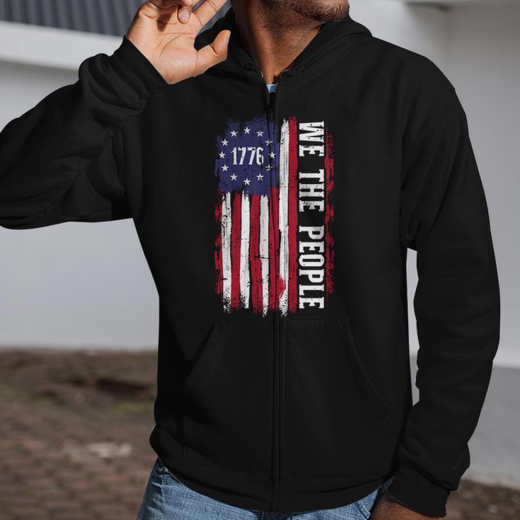 Us American Flag 1776 We The People For Independence Day Zip Up Hoodie