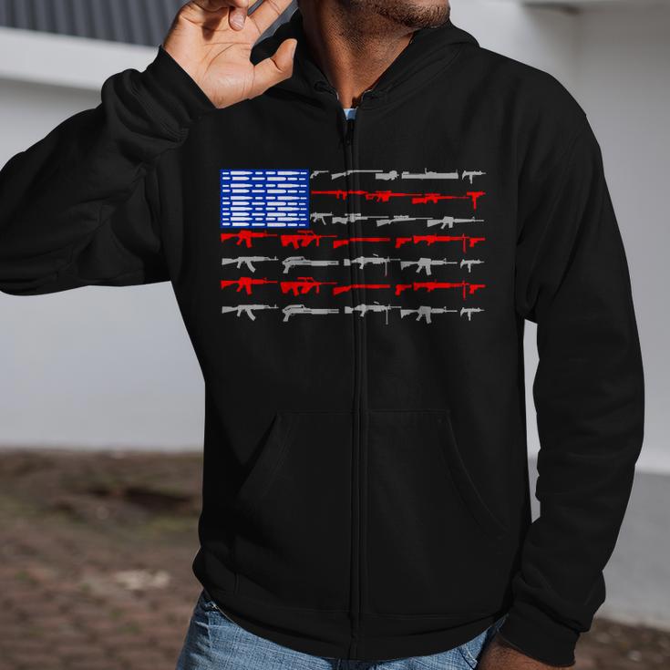 Usa Flag 2Nd Amendment Gun Flag Rights V2 Zip Up Hoodie