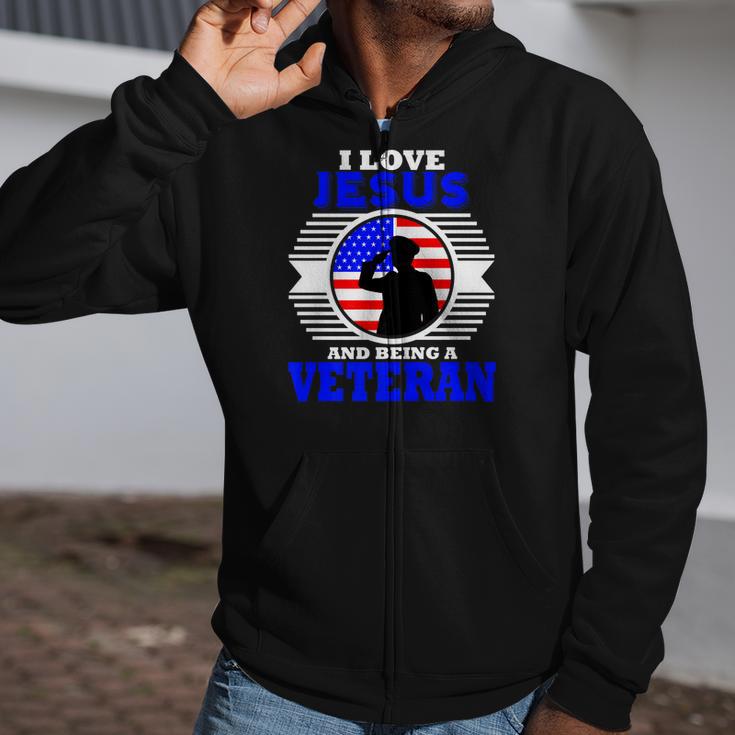 Veteran Christian Military Jesus Dad Husband Zip Up Hoodie