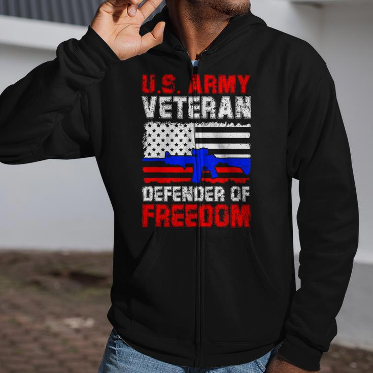 Veteran Vets Us Army Veteran Defender Of Freedom Fathers Veterans Day 4 Veterans Zip Up Hoodie
