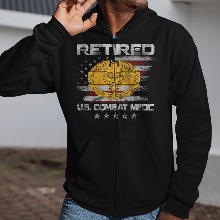 Veteran Vets US Army Retired Combat Medic Proud Veteran Medical Military 149 Veterans Zip Up Hoodie