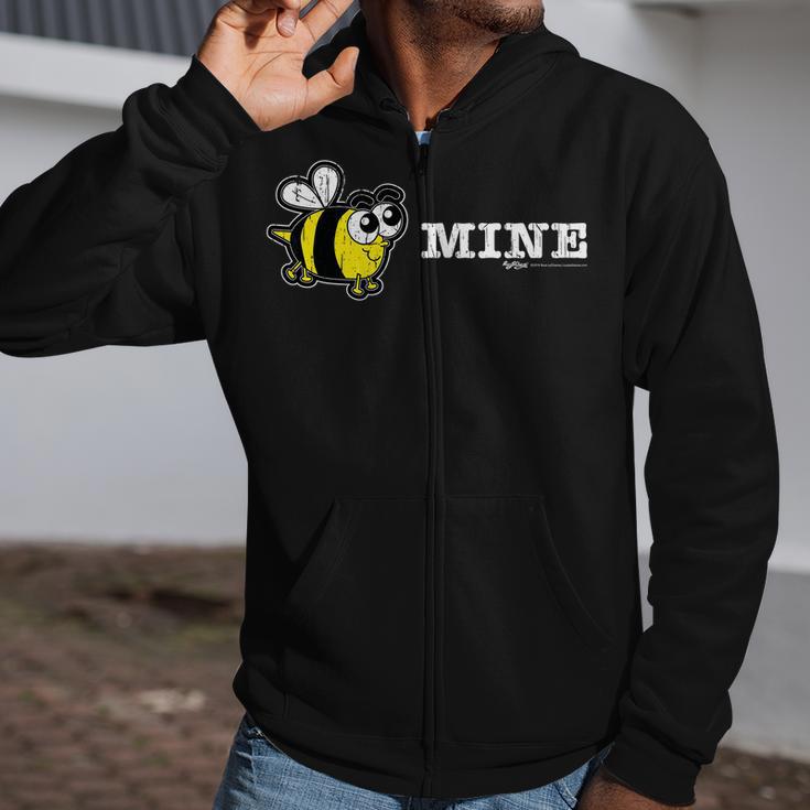 Vintage Bee Mine Valentines Day Novelty Zip Up Hoodie