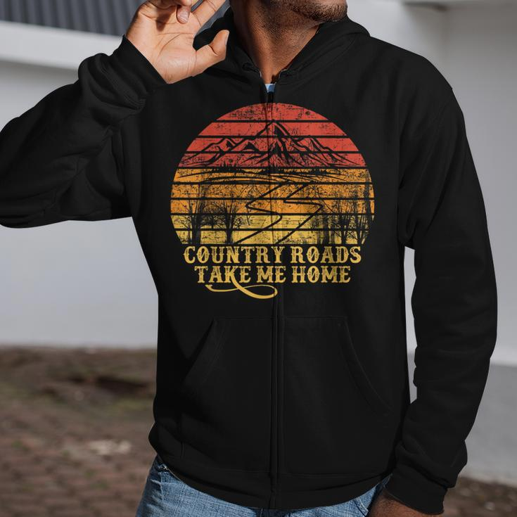 Vintage Retro Music Fans Country Roads Take Me Home Zip Up Hoodie