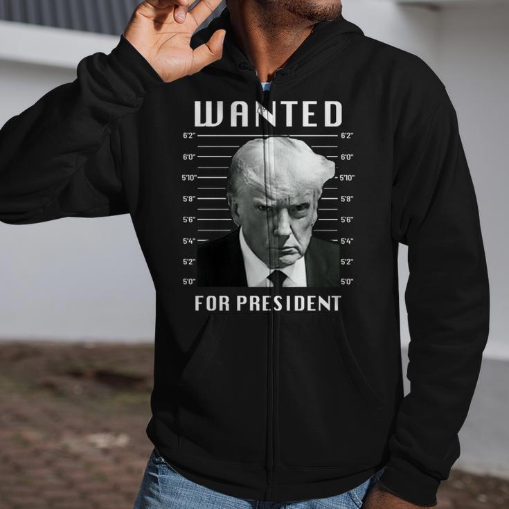 Wanted Trump For President Trump Shot Never Surrender Zip Up Hoodie