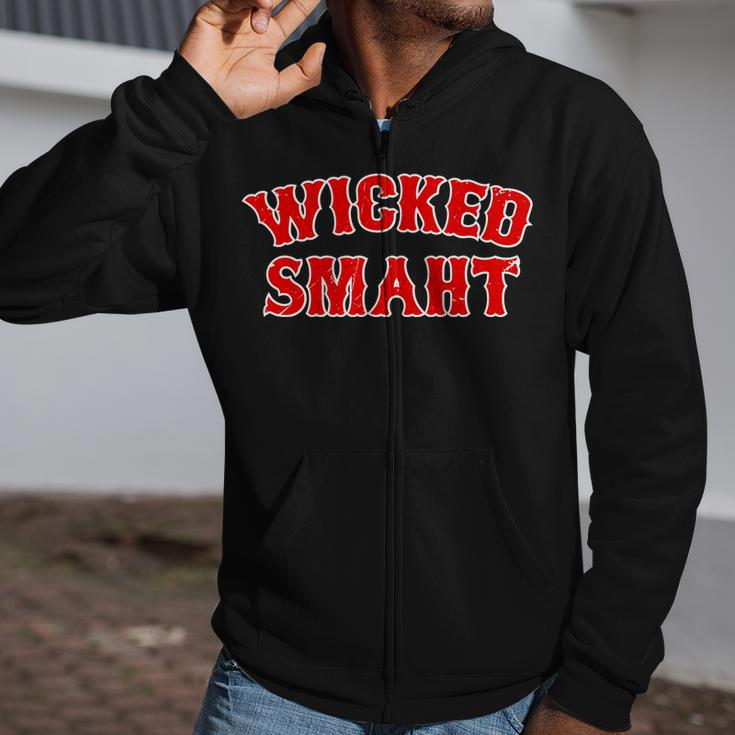 Wicked Smaht Smart Boston Massachusetts V2 Zip Up Hoodie