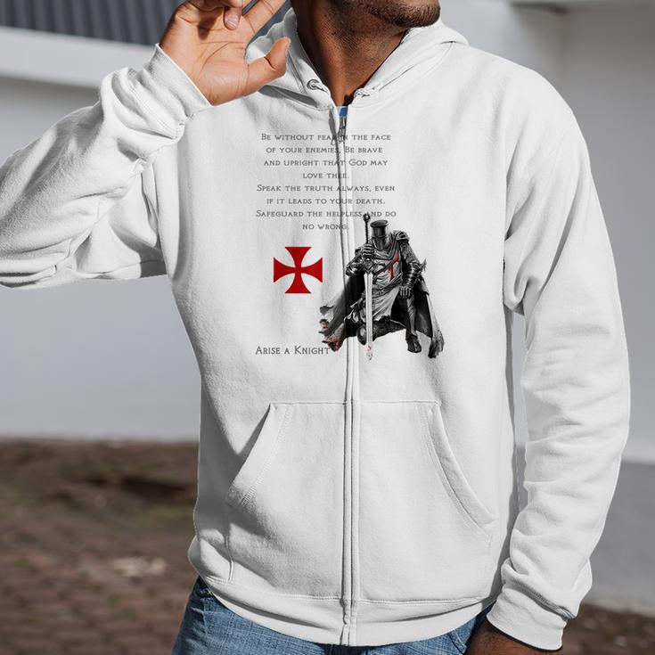 Knights Templar Warrior For Jesus And God Bible For Faith Premium Zip Up Hoodie