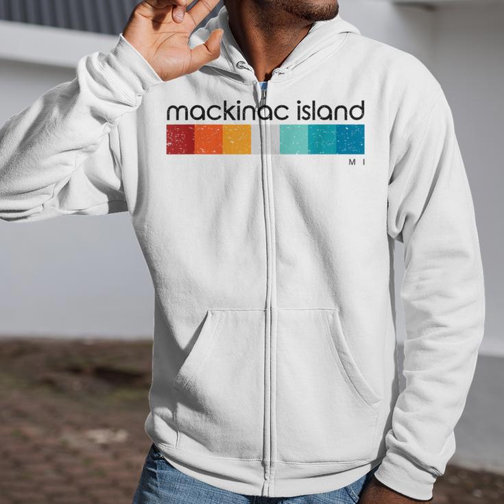 Mackinac Island Mi Vintage Retro Zip Up Hoodie