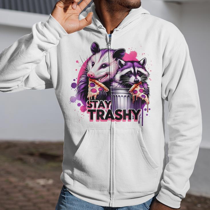 Stay Trashy Raccoon Animal For Women Zip Up Hoodie