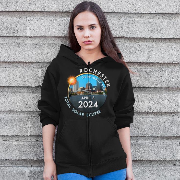 2024 Total Solar Eclipse Totality Rochester New York 26 Zip Up Hoodie