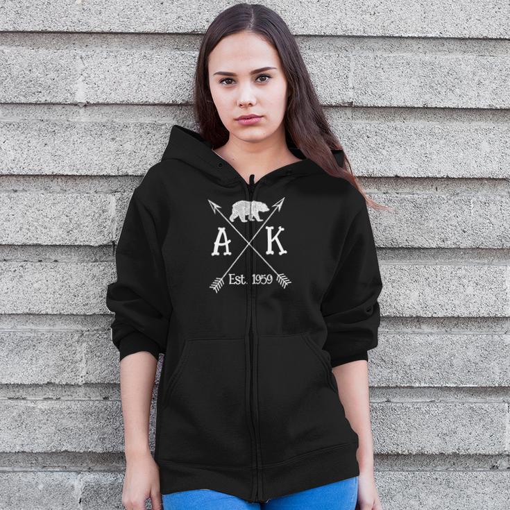 Alaska State Cross Arrow Big Bear Trending Zip Up Hoodie