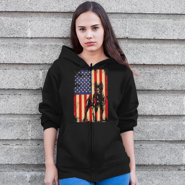American Flag Cane Corso Shirt For 4Th Of July Zip Up Hoodie