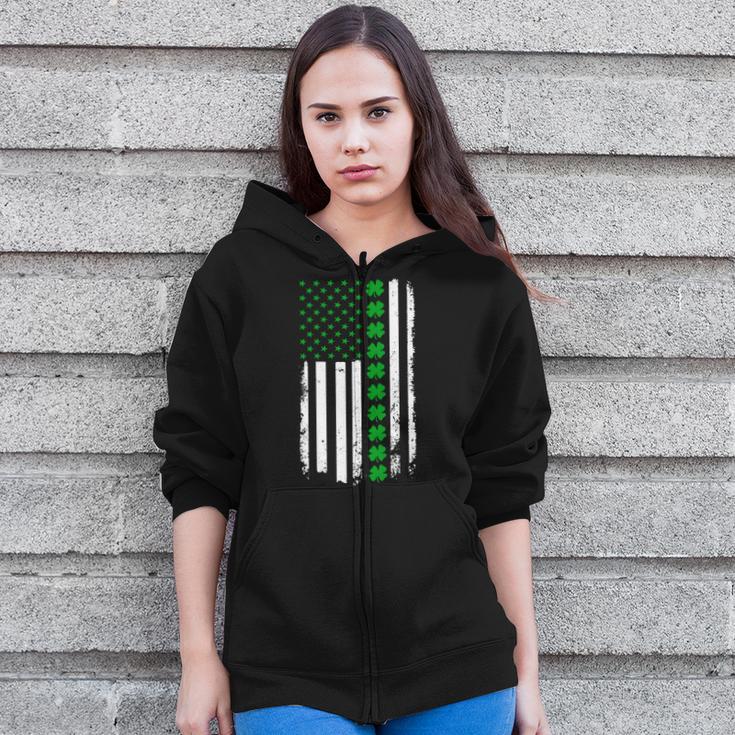 American Irish Clover Flag St Patrick's Day Zip Up Hoodie