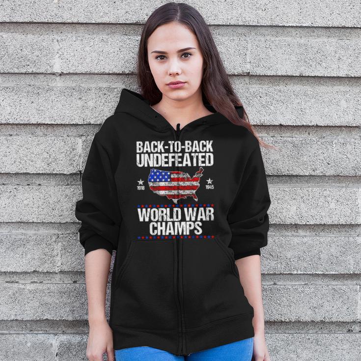 Back To Back Undefeated World War Champs Usa Flag Zip Up Hoodie